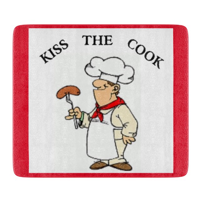 PLANCHE À DÉCOUPER CHEF "KISS THE COOK" (Devant)