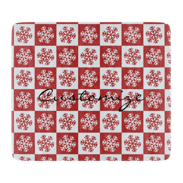 Planche À Découper Chèque rouge/blanc motif flocon de neige Thunder_C (Devant)