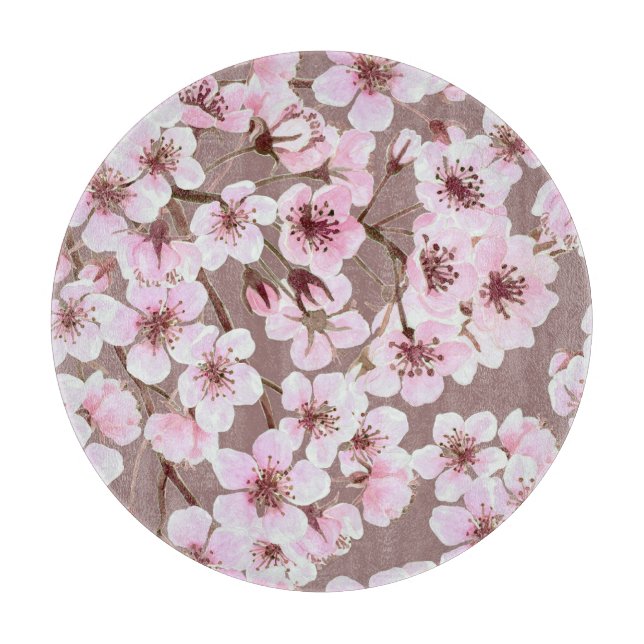 Planche À Découper Cherry Blossom Branches Motif aquarelle (Devant)