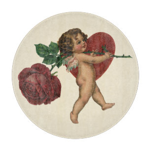Planche À Découper Cherub de la Saint-Valentin vintage et Rose victor