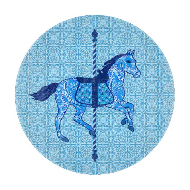 Planche À Découper Cheval de carrousel - Cobalt et Sky Blue (Devant)