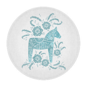 Planche À Découper Cheval de Dala suédois Turquoise vert et blanc