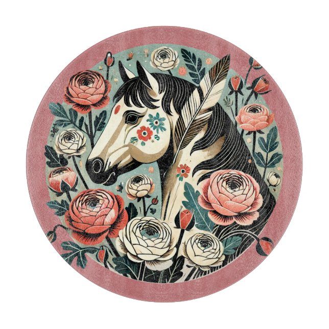 Planche À Découper Cheval et plumes (Devant)