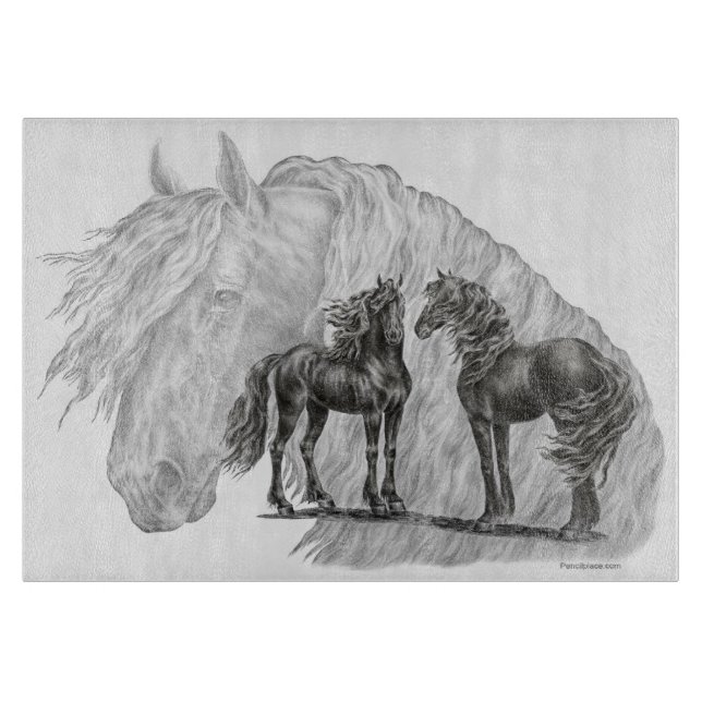 Planche À Découper Cheval friésien Noir Manes Tails (Devant)
