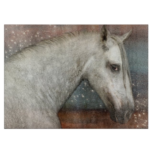 Planche À Découper Cheval jetant un coup d'oeil blanc (Devant)