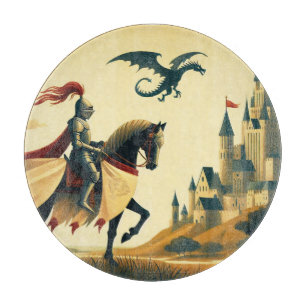 Planche À Découper Chevalier médiéval/dragon/château fantastique