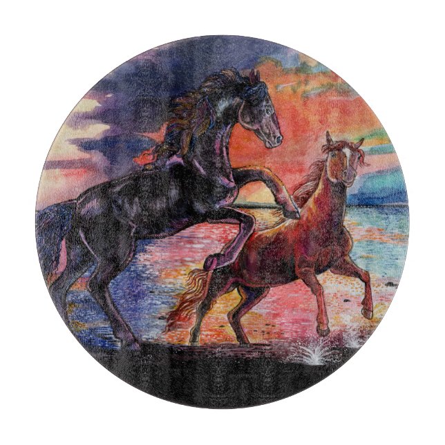 Planche À Découper Chevaux d'aquarelle sans fin Sky (Devant)