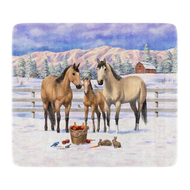 Planche À Découper Chevaux En Peau De Bouche En Neige (Devant)