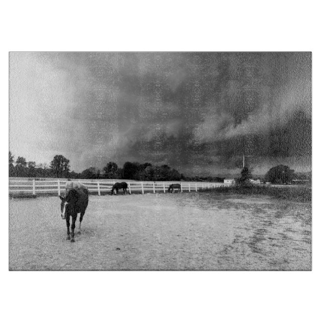 Planche À Découper Chevaux noir et blanc (Devant)