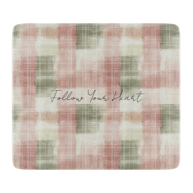 Planche À Découper Chic Pink Mint Cream Plaid Stripes   (Devant)