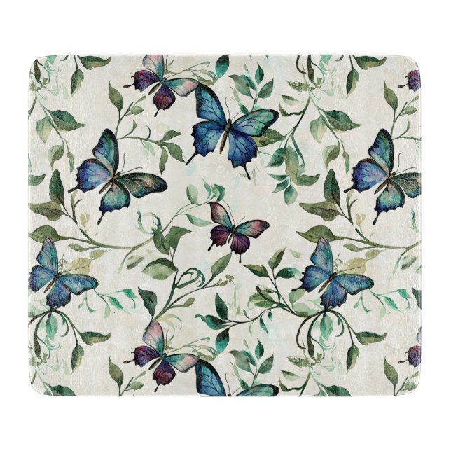 Planche À Découper Chic Romantique Papillons Bleus Baby Shower de Mar (Devant)