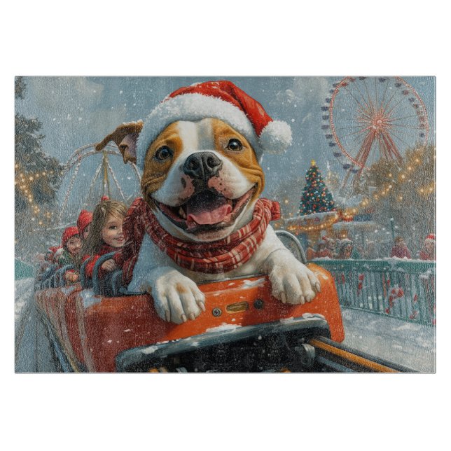 Planche À Découper Chien American Staffordshire Noël (Devant)