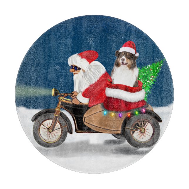 Planche À Découper Chien australien Noël Père Noël (Devant)