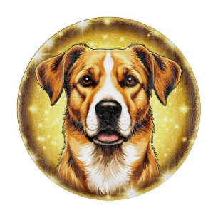 Planche À Découper Chien avec fond doré