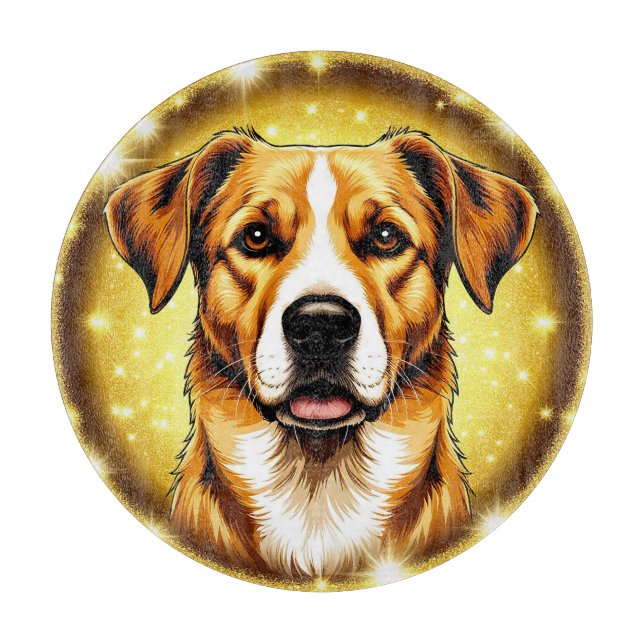 Planche À Découper Chien avec fond doré (Devant)