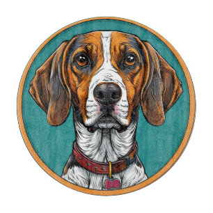 Planche À Découper Chien avec un Collier dans un Cadre Circulaire