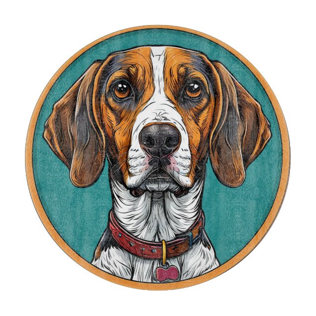 Planche À Découper Chien avec un Collier dans un Cadre Circulaire (Devant)