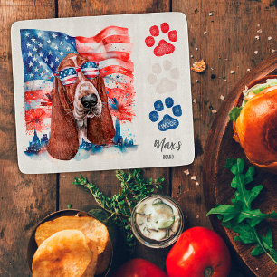 Planche À Découper Chien Basset Hound Rouge Blanc et Bleu Drapeau Amé