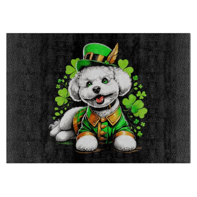 Planche À Découper Chien Bichon Frise Saint-Patrick (Devant)