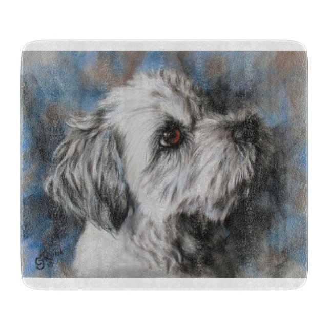 Planche À Découper Chien blanc maltais/chih tzu moelleux (Devant)