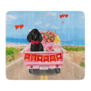Planche À Découper Chien Caniche Camion de la Saint-Valentin Cœurs