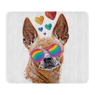 Planche À Découper Chien Chihuahua avec coeurs Saint-Valentin
