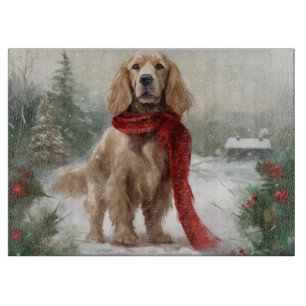 Planche À Découper Chien Cocker Spaniel dans la neige Noël