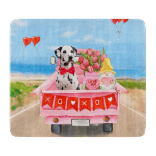 Planche À Découper Chien dalmate Saint Valentin Coeurs de Camion