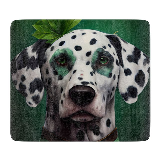 Planche À Découper Chien dalmatien en tenue de la Saint-Patrick (Devant)