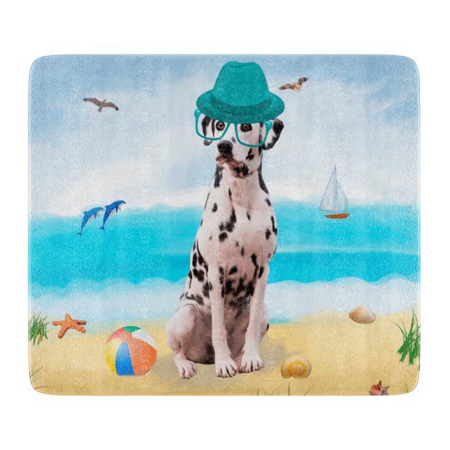 Planche À Découper Chien Dalmation sur la plage (Devant)