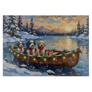 Planche À Découper Chien de Berger Anglais Ancestral Noël Bateau Fête