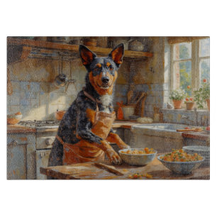 Planche À Découper Chien de berger australien cuisinant dans la cuisi