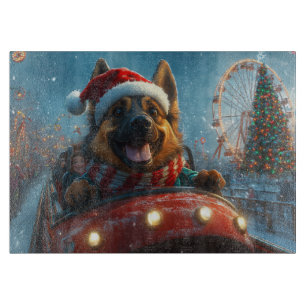 Planche À Découper Chien de berger belge montagnes russes Noël