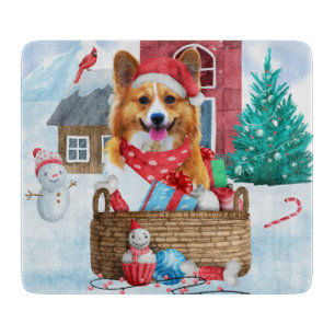 Planche À Découper Chien de Corgi dans la neige Maison de Chien de No