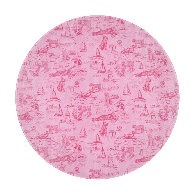 Planche À Découper Chien de Mer Toile Rose  (Devant)