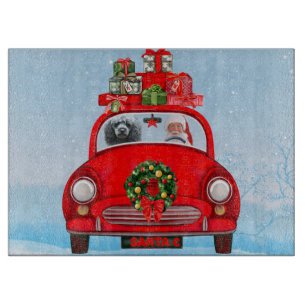 Planche À Découper Chien De Poiche En Voiture Avec Le Père Noël