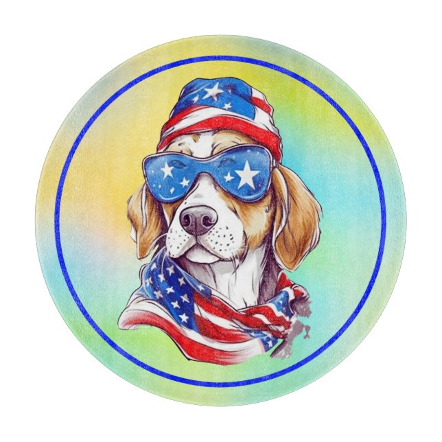Planche À Découper Chien de sublimation du 4 juillet (Devant)