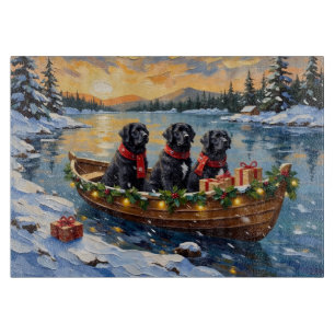 Planche À Découper Chien de Terre-Neuve Noël Bateau Fêtes