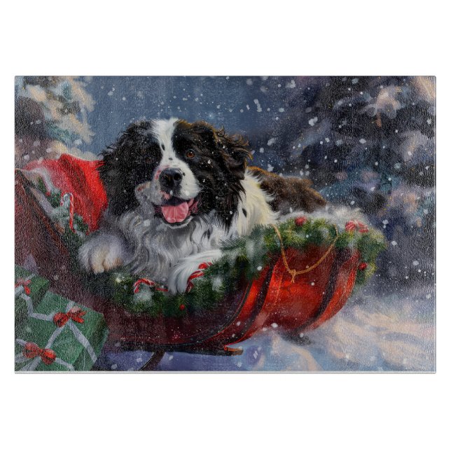 Planche À Découper Chien de Terre-Neuve Noël Festif (Devant)