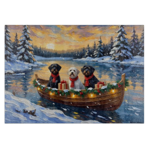 Planche À Découper Chien d'eau portugais Noël Bateau Fêtes