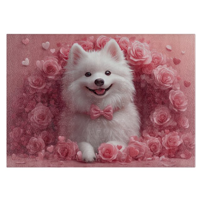 Planche À Découper Chien Esquimau Américain avec des Roses - Saint-Va (Devant)