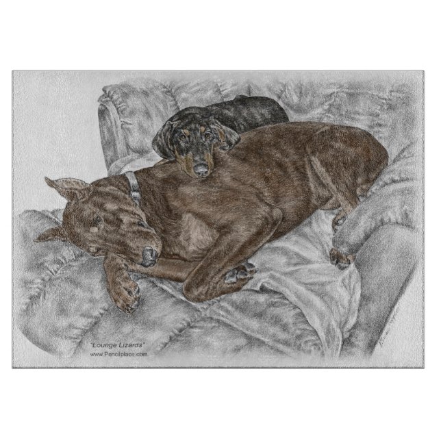 Planche À Découper Chien et chiot de Doberman (Devant)