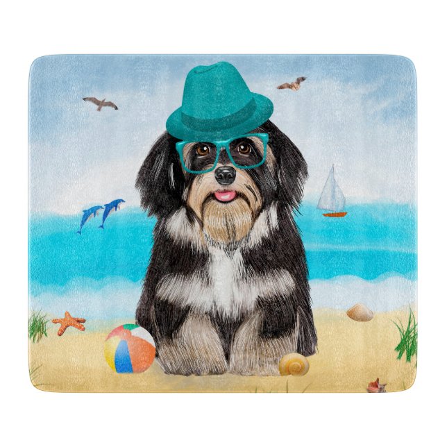 Planche À Découper Chien Havanais sur la Plage (Devant)