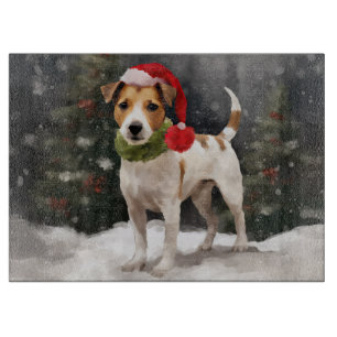 Planche À Découper Chien Jack Russell dans la neige de Noël