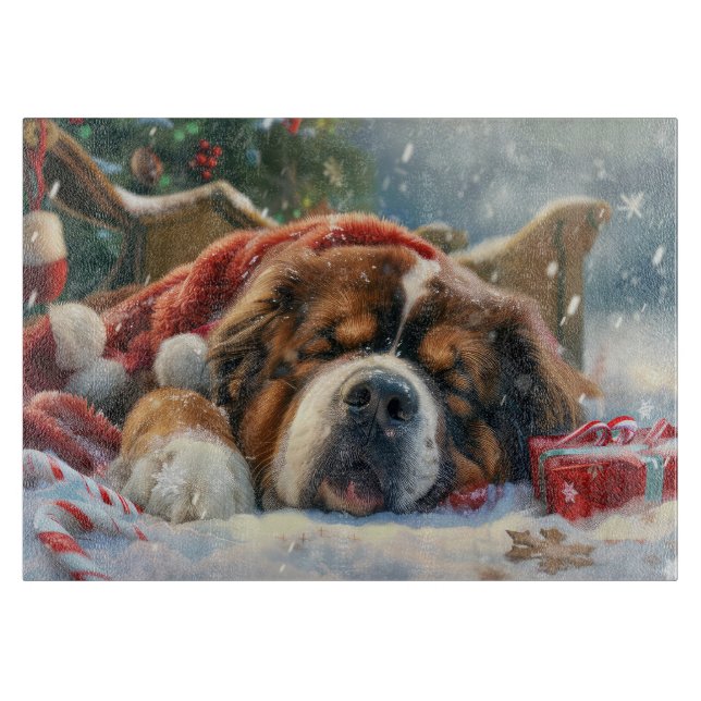 Planche À Découper Chien Mastiff Tibétain Noël Festif  (Devant)