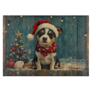 Planche À Découper Chien Rat Terrier Noël Vintage Plage