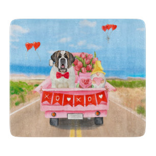 Planche À Découper Chien Saint-Bernard Camion de la Saint-Valentin Cœ
