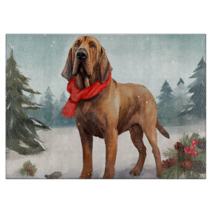 Planche À Découper Chien sanglant à Noël de neige