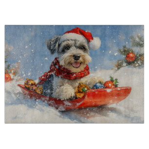 Planche À Découper Chien Schnauzer en Luge Laissez Tomber la Neige No