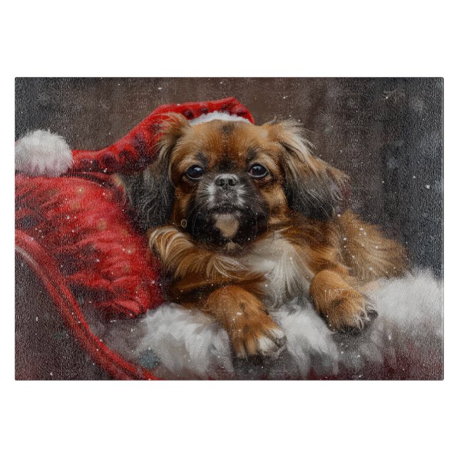 Planche À Découper Chien Spaniel Tibétain Noël Festif (Devant)